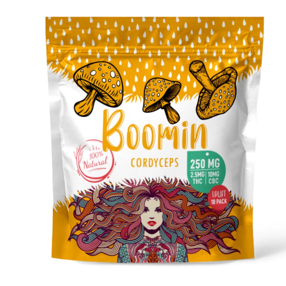 Boomin Cordyceps 250MG | 2.5MG THC | 10MG CBC | 12 QTY | Mushrooms - Emerald Elements