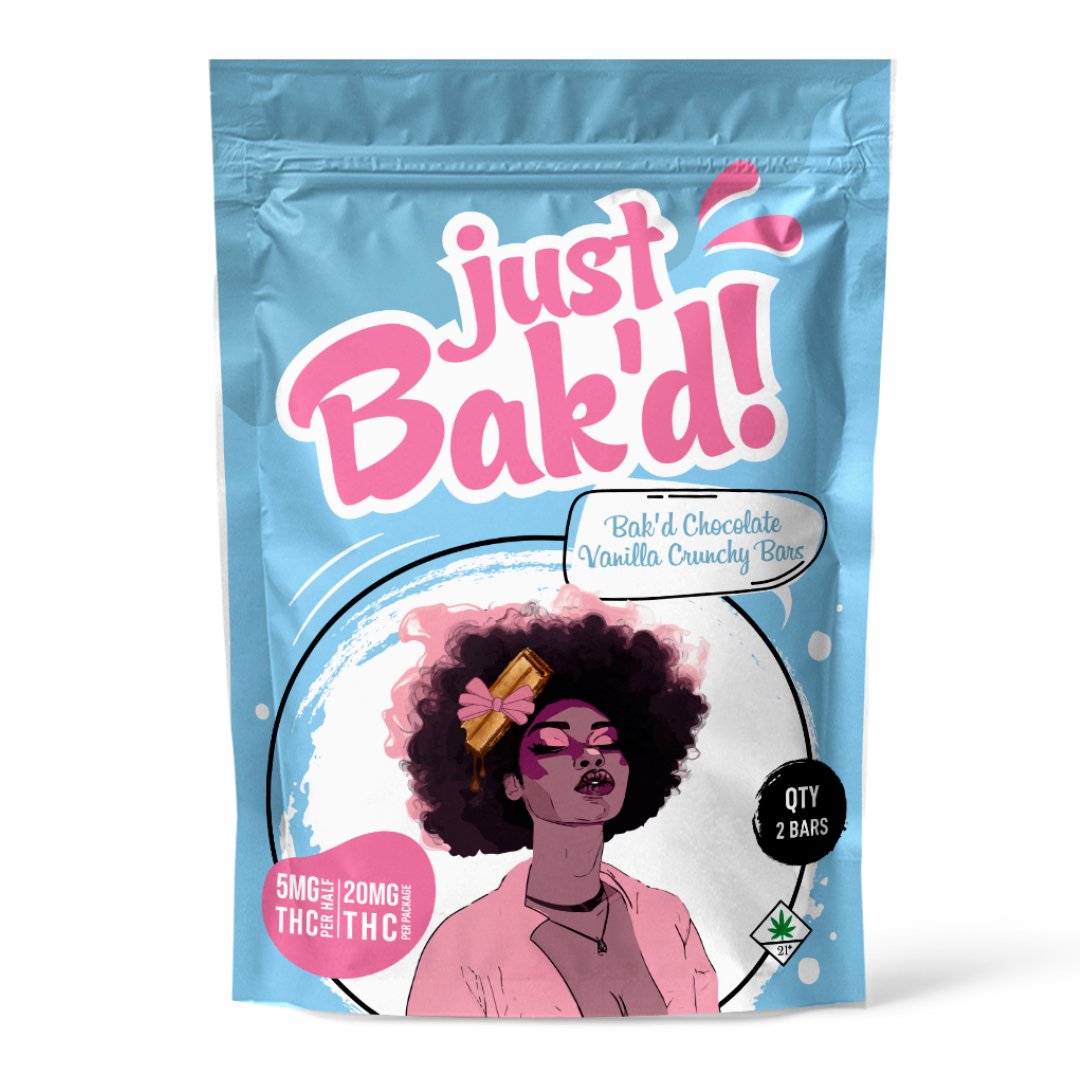 Just Bak'd | 20MG THC CRUNCHY BAR - VANILLA - 2 PACK - Emerald Elements