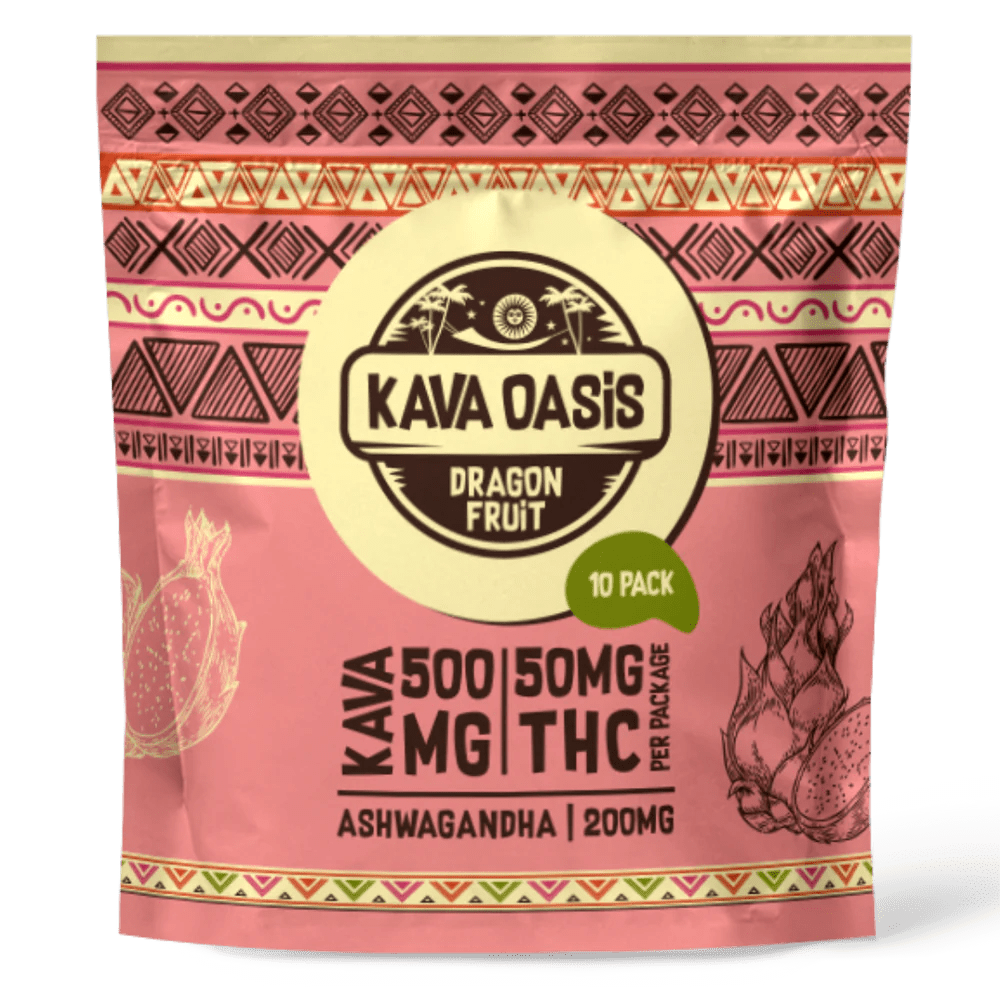 Kava Oasis Functional Gummies | Dragon Fruit | 500MG Kavalactones Nano | 50MG THC | 200MG Ashwagandha - Emerald Elements