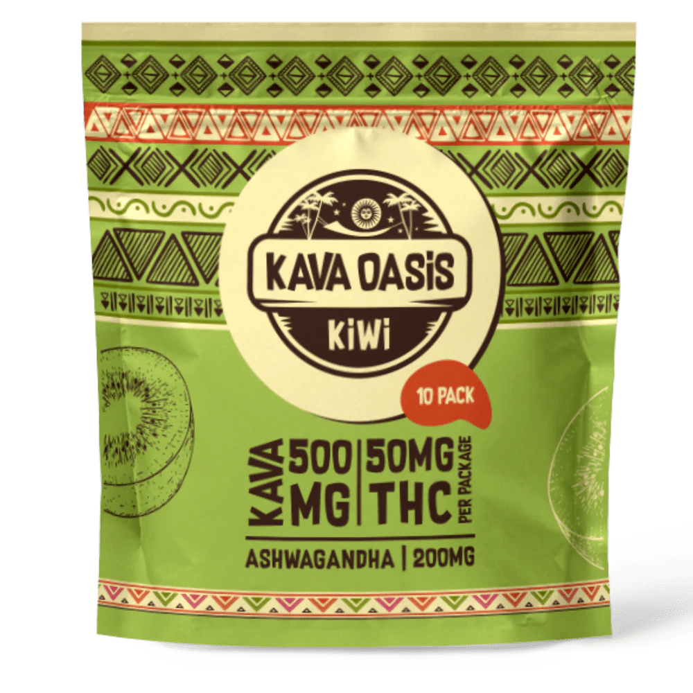 Kava Oasis Functional Gummies | KIWI | 500MG Kavalactones Nano | 50MG THC | 200MG Ashwagandha | QTY 12 - Emerald Elements