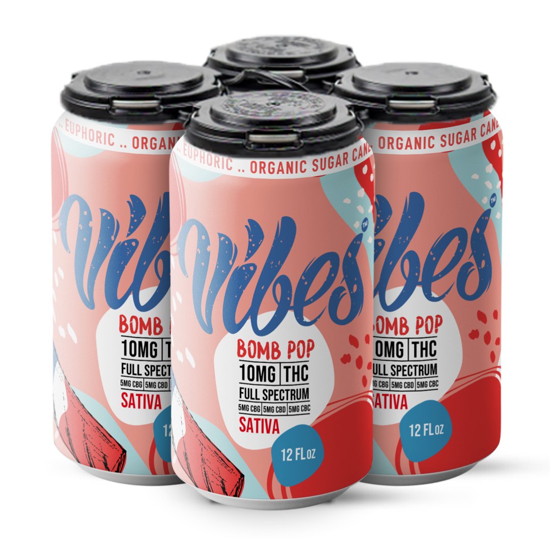 Vibes Bomb Pop Cannabis Cooler | 10MG THC |5MG CBC | 5MG CBG | 5MG CBD | 12 Pack - Emerald Elements
