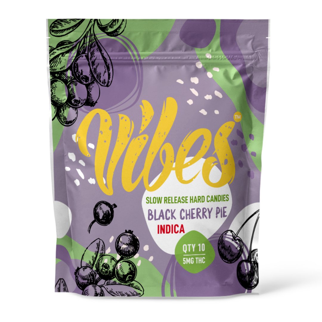 Vibes Hard Candy | Black Cherry Pie Strain | 5mg THC | THC Hard Candies - Emerald Elements