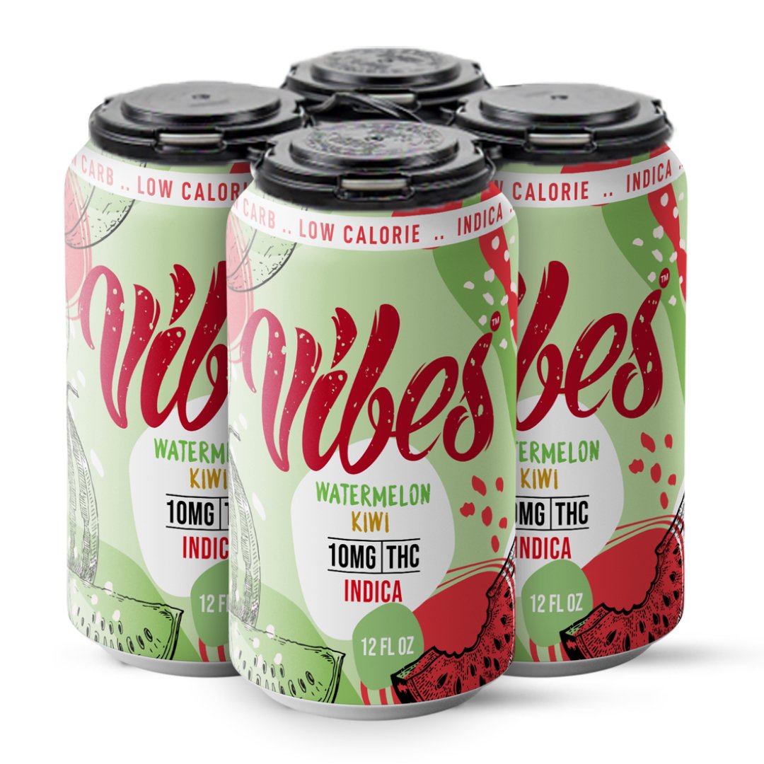 Vibes™ | Watermelon Kiwi | Strawberry Cough Strain | 10mg THC Light Soda | 24 Pack - Emerald Elements