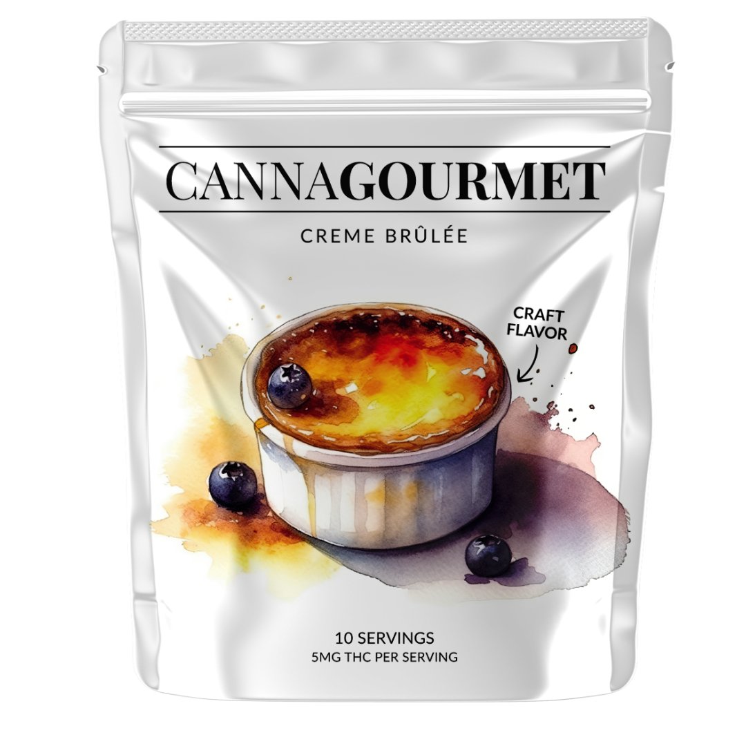 Creme Brûlée | 10MG THC Split Gummies | 5mg Per Serving | 50MG Per Package | CannaGourmet - Emerald Elements