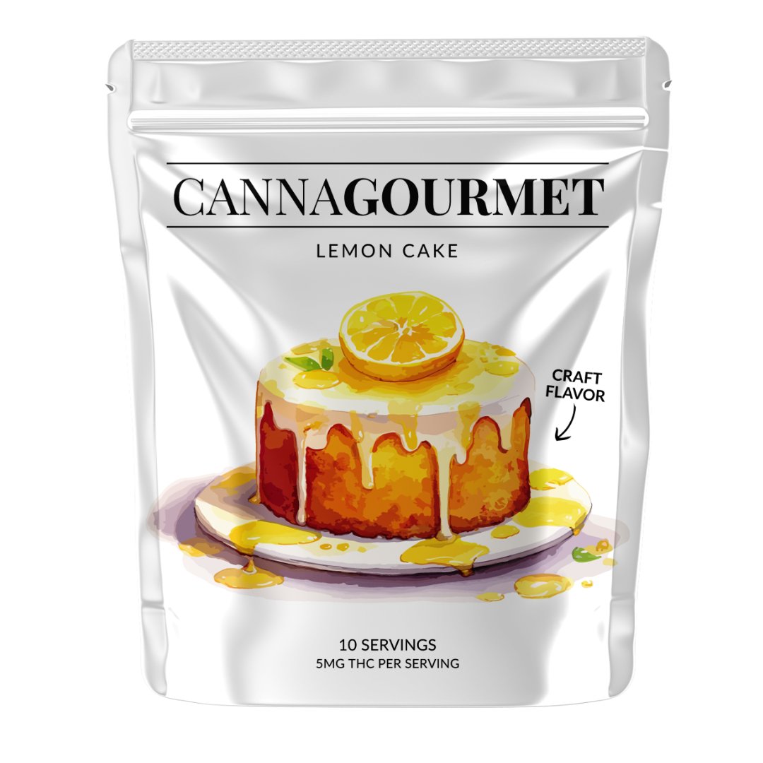 Lemon Cake | 10MG THC Split Gummies | 5mg Per Serving | 50MG Per Package | CannaGourmet | 12 Pack - Emerald Elements