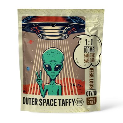 Outer Space Taffy | 5mg Delta 9 | 5mg CBD | Root Beer | 1:1 | 12 Pack - Emerald Elements