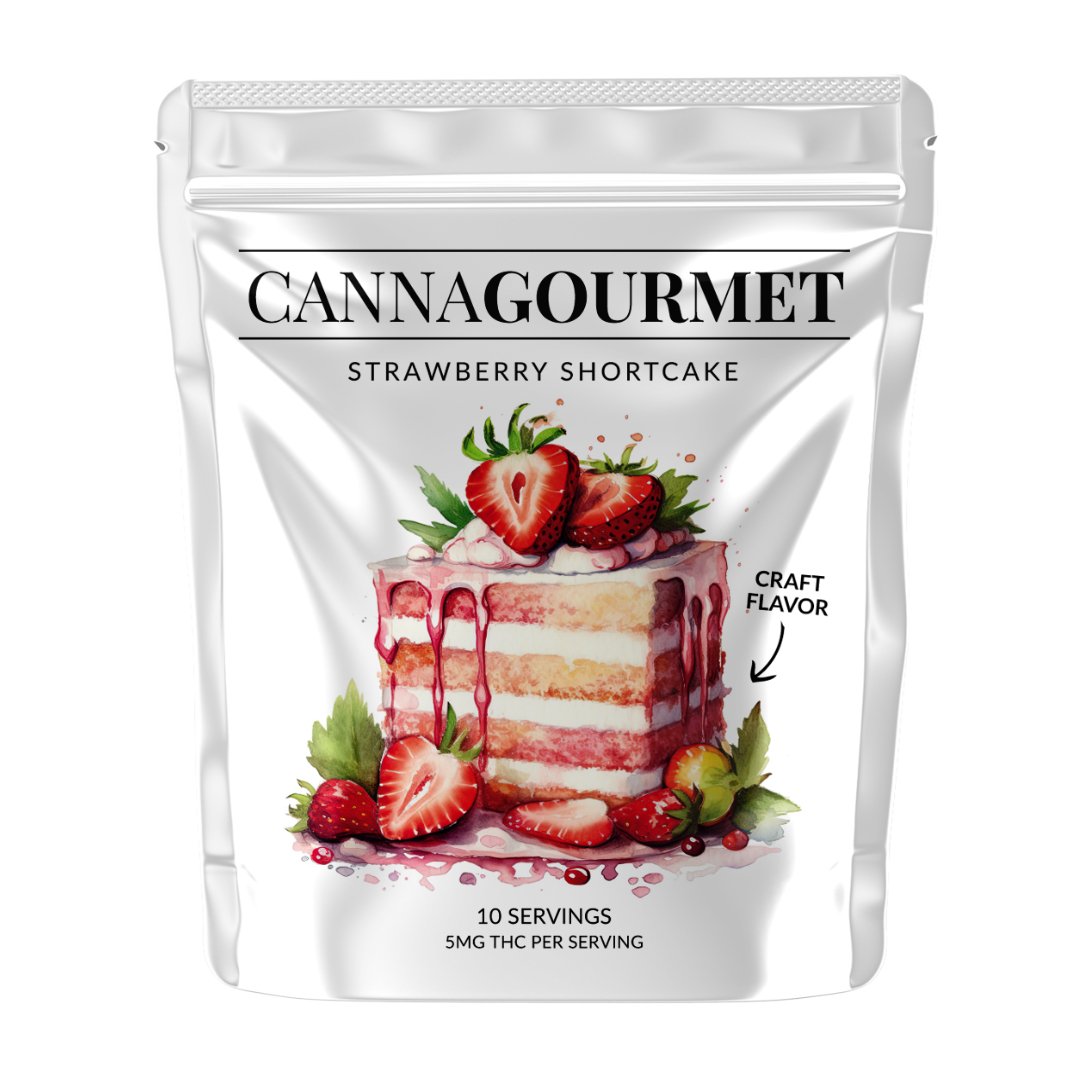 Strawberry Short Cake | 10MG THC Split Gummies | 5mg Per Serving | 50MG Per Package | CannaGourmet - Emerald Elements