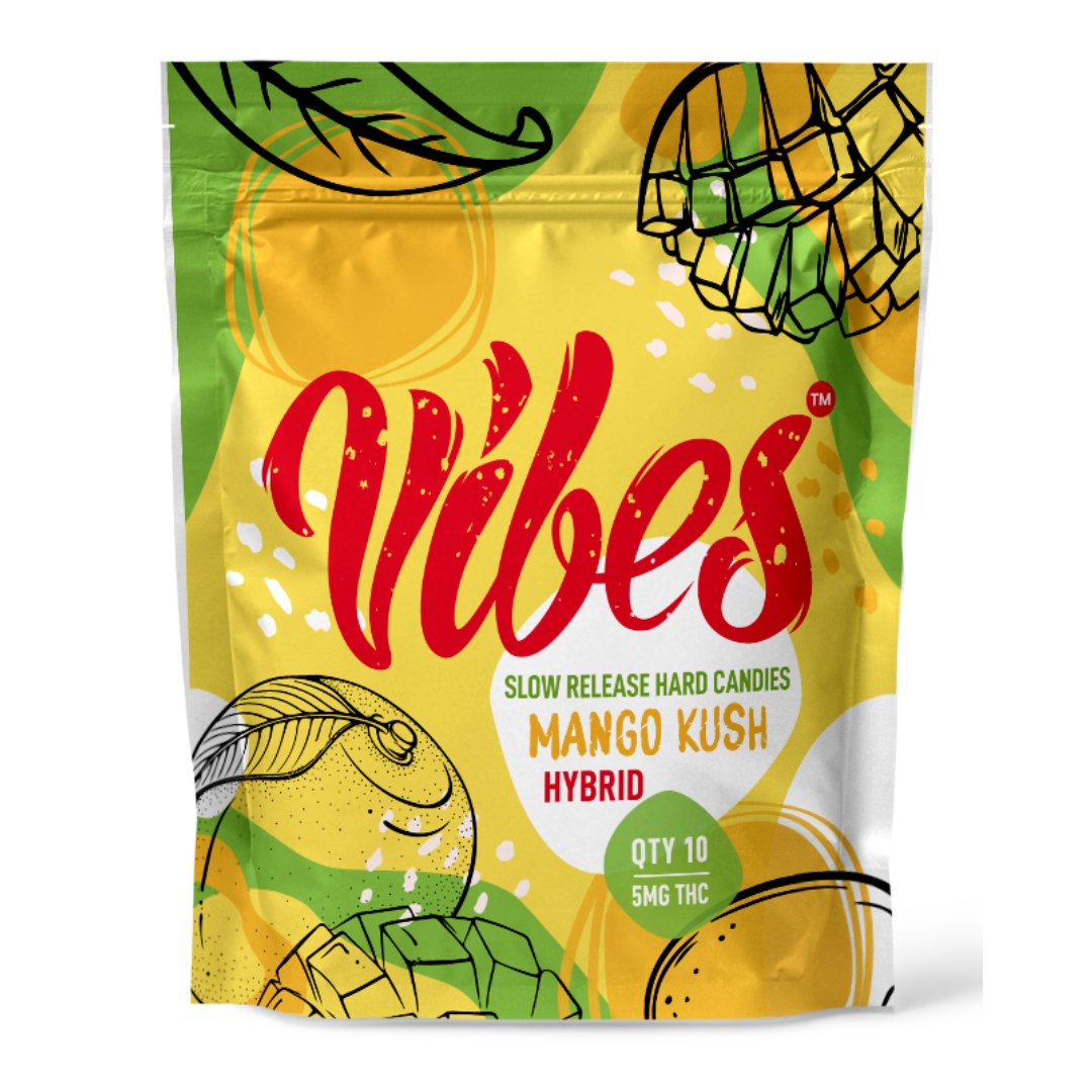 Vibes Hard Candy | Mango Kush Strain | 5mg THC | THC Hard Cand - Emerald Elements